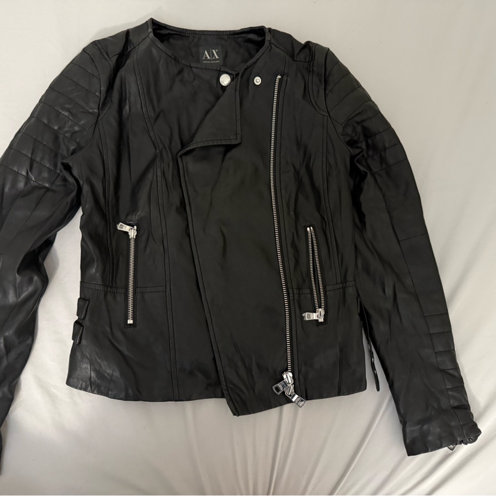 Armani Exchange Black Leather Jacket